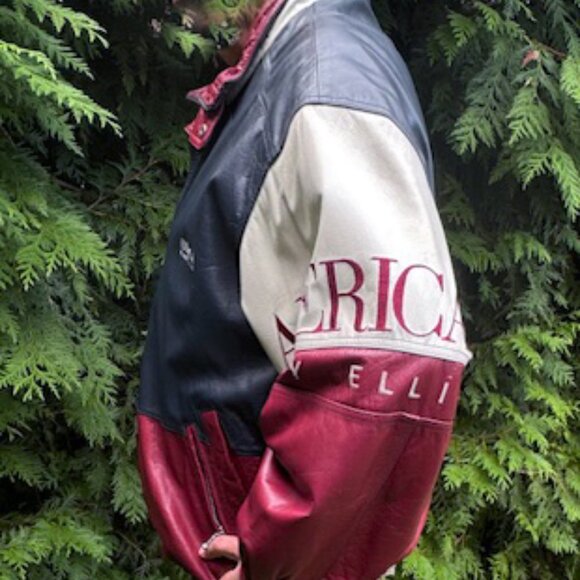 Perry Ellis America Mens Bomber Leather Jacket size XXL - Picture 2 of 8